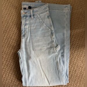American Eagle Light Blue Wide leg Baggy Cargo High Rise Jeans